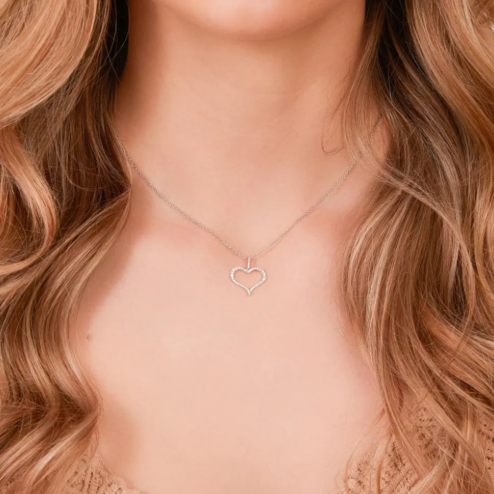 Herzanhänger aus 18K Weißgold, Diamanten, ca. 0,21 ct. DP0295-18KW-SL