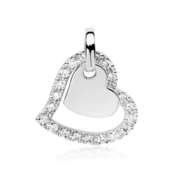 Herzanhänger aus 14K Weißgold mit Diamanten BDP0021-14KWSL