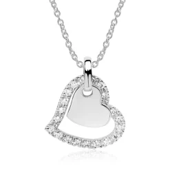 Herzanhänger aus 14K Weißgold mit Diamanten BDP0021-14KWSL