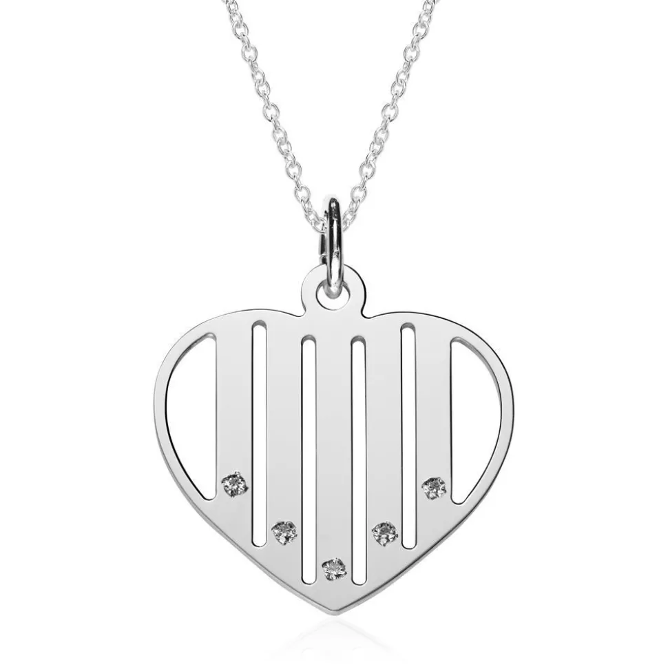 Herzanhänger aus Sterlingsilber Zirkonia, gravierbar SP0984SL