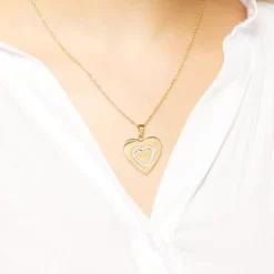 Herzanhänger Edelstahl vergoldet mit 26 Steinen P5151SL