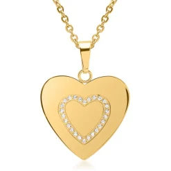 Herzanhänger Edelstahl vergoldet mit 26 Steinen P5151SL