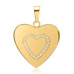 Herzanhänger Edelstahl vergoldet mit 26 Steinen P5151SL