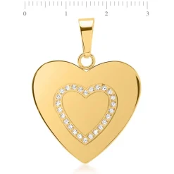Herzanhänger Edelstahl vergoldet mit 26 Steinen P5151SL