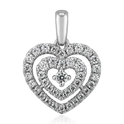 Herzanhänger mit Diamanten für Damen, Weißgold, Platin BDP0041-WSL