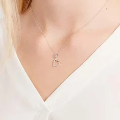 Herz-Anhänger Weißgold mit 2 Diamanten 0,018 ct. DP0034SL