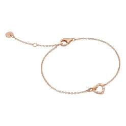 Herzarmband aus rosévergoldetem 925er Silber, Zirkonia ESBR01321317