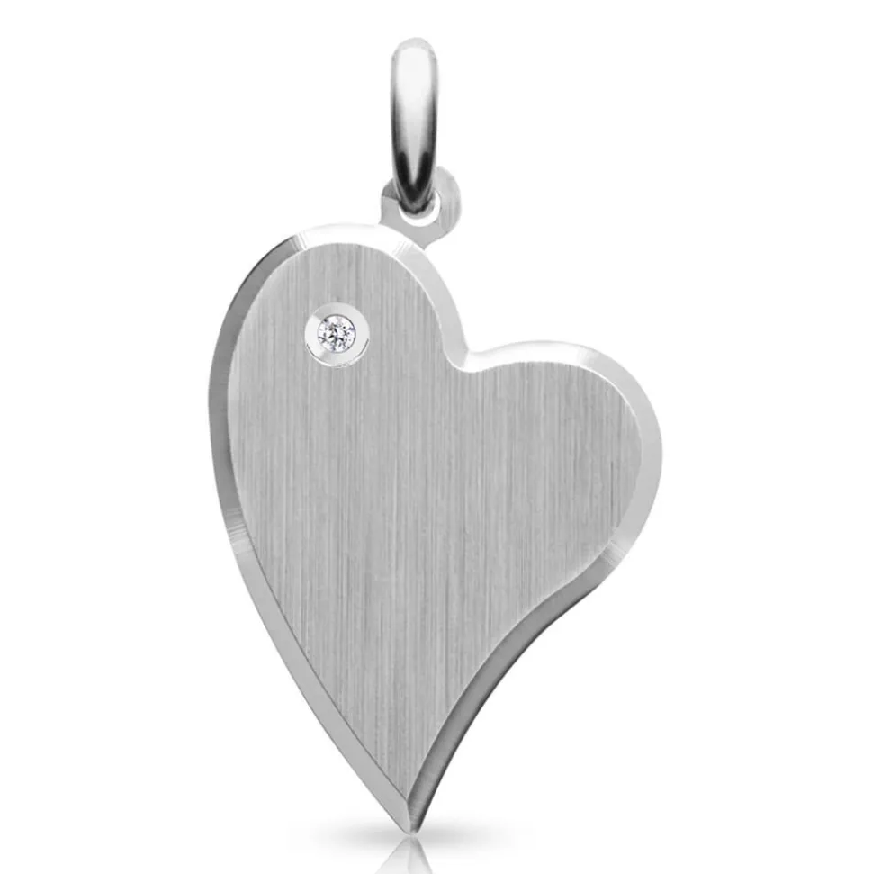 Herzförmiger Sterlingsilber ID-Anhänger Diamant SP0837SL
