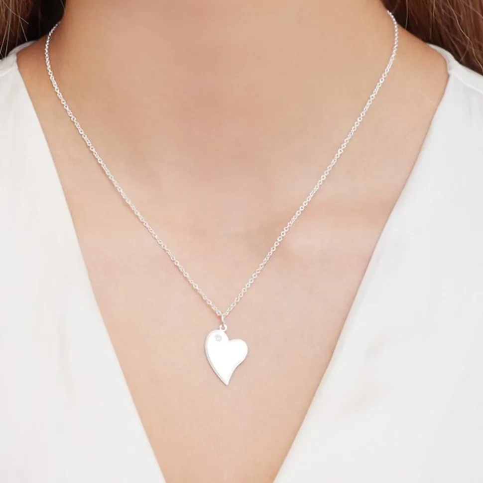 Herzförmiger Sterlingsilber ID-Anhänger Diamant SP0837SL