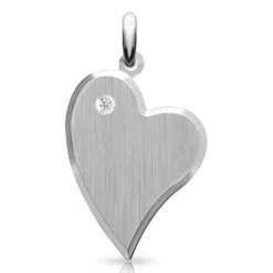 Herzförmiger Sterlingsilber ID-Anhänger Diamant SP0837SL