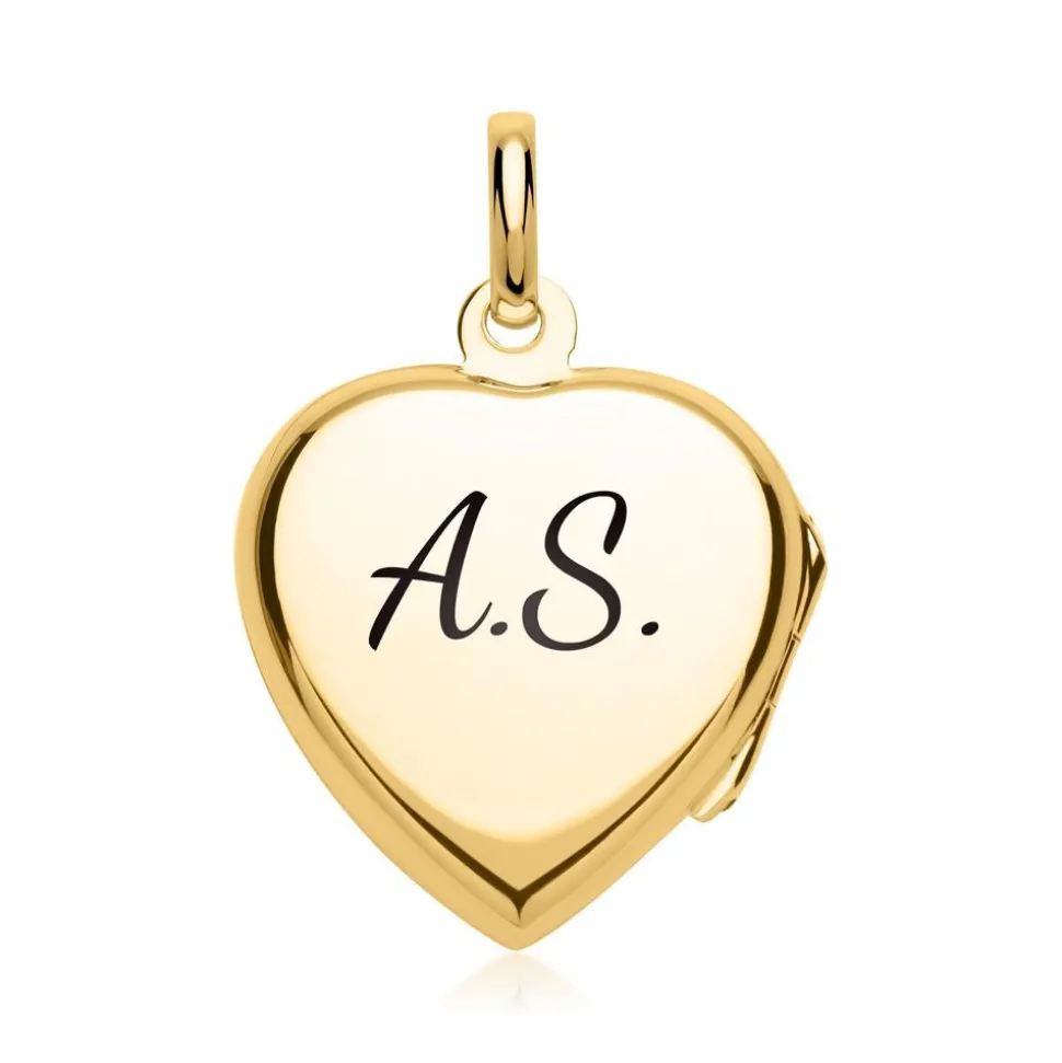 Herz-Medaillon blauer Stein vergoldet gravierbar SP0775SL