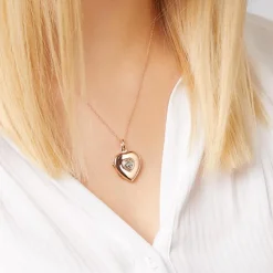 Herz-Medaillon mit blauem Stein rosé gravierbar SP0776SL