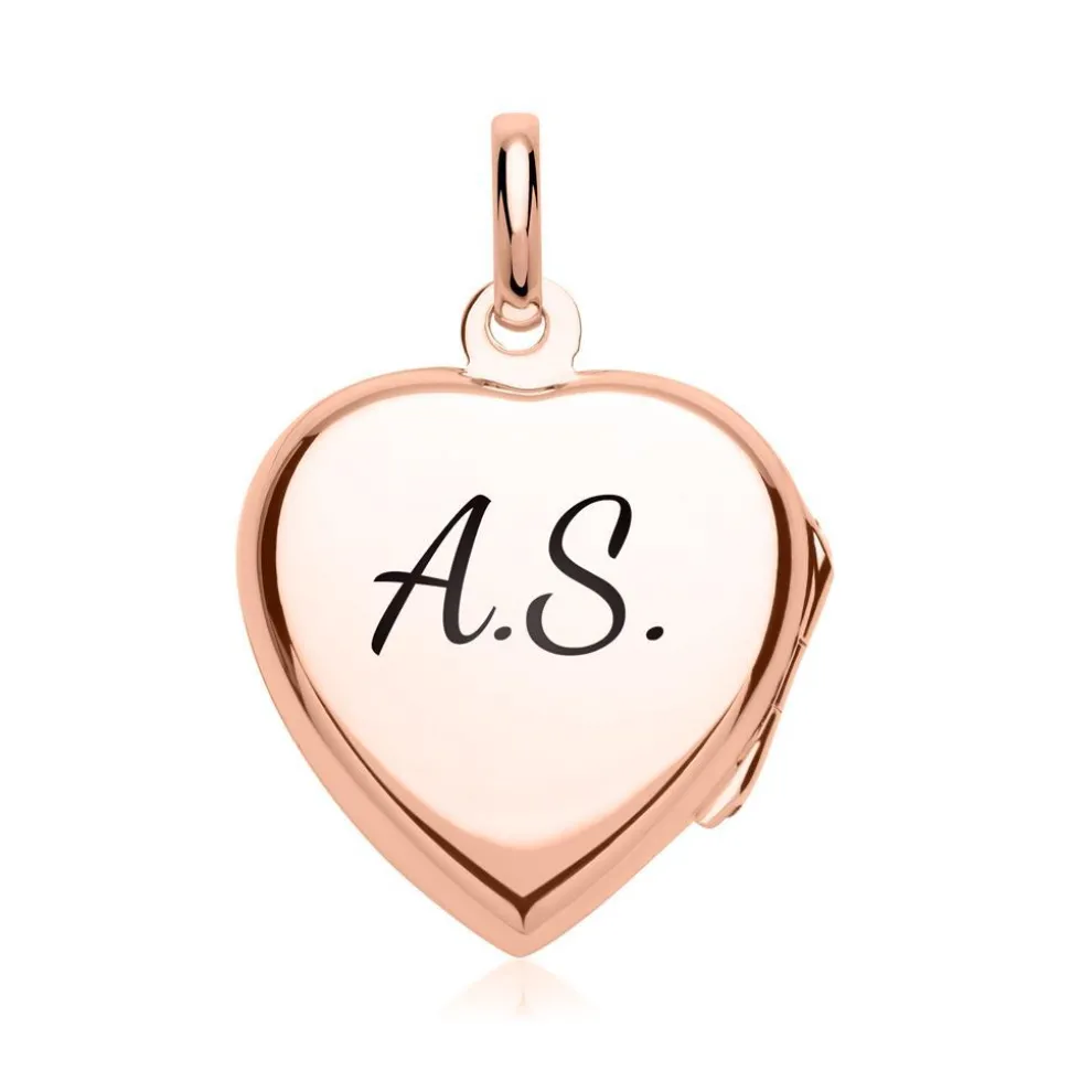 Herz-Medaillon mit blauem Stein rosé gravierbar SP0776SL