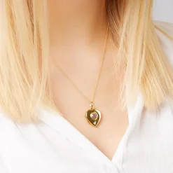 Herz-Medaillon mit Steinbesatz und Gravuroption SP0773SL