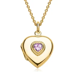 Herz-Medaillon mit Steinbesatz und Gravuroption SP0773SL