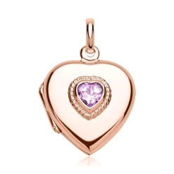 Herz-Medaillon rosé mit Steinbesatz Gravuroption SP0774SL