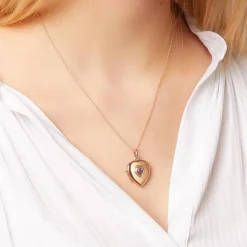 Herz-Medaillon rosé mit Steinbesatz Gravuroption SP0774SL