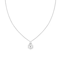 Hexagon Gravurkette aus Edelstahl mit Kristall, Emaille 2780853