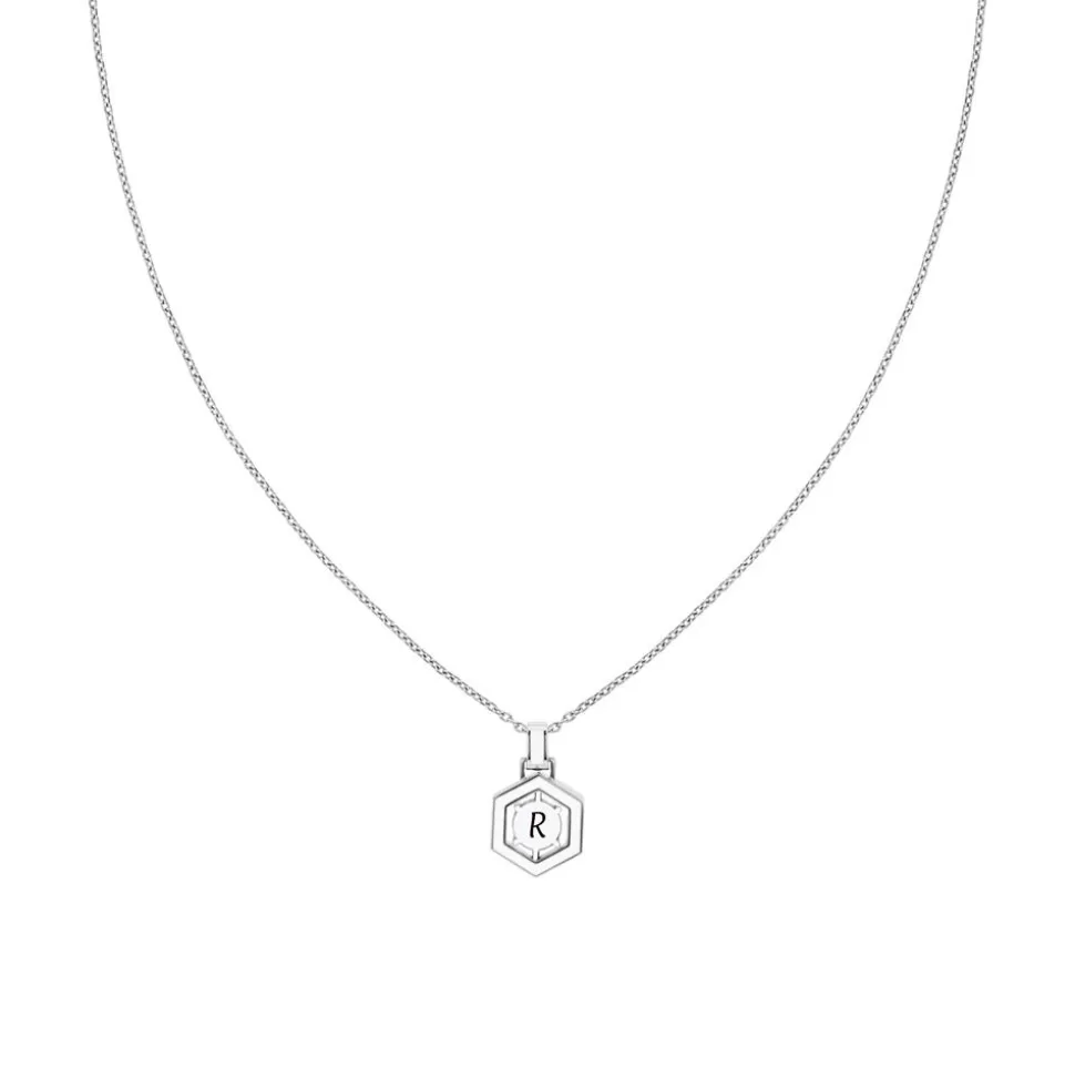 Hexagon Gravurkette aus Edelstahl mit Kristall, Emaille 2780853