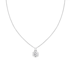 Hexagon Gravurkette aus Edelstahl mit Kristall, Emaille 2780853