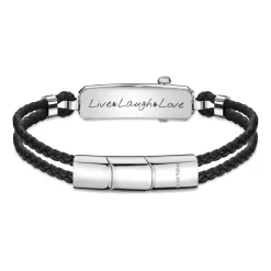 Hinged Lederarmband für Herren, Edelstahl, gravierbar PEAGB2211632