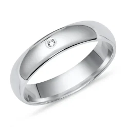 Hochglanzpolierter 925 Silberring 4mm Zirkonia R8538czSL