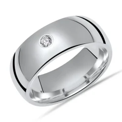 Hochglanzpolierter 925 Silberring 7mm Zirkonia R8539czSL