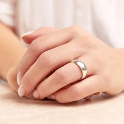 Hochglanzpolierter 925 Silberring 7mm Zirkonia R8539czSL