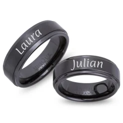 Hochwertige Keramik Eheringe mit Lasergravur KR0001lg