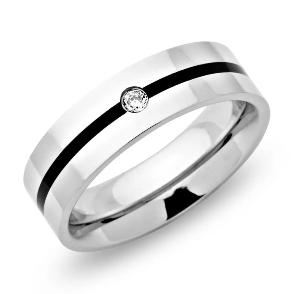 Hochwertiger Edelstahlring Lack Zirkonia 6mm R9116czSL