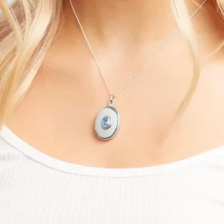 Hochwertiges Medaillon blauer Topas SP0512SL