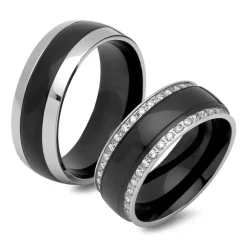 Hochzeitsringe zweifarbig Zirkonia 8 mm breit R9242s
