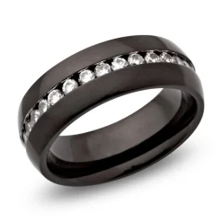 Ionisierter Edelstahl Ring mit Zirkonia Steinen R9107czSL