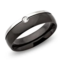 Ionisierter Edelstahlring Zirkonia 6mm R9112czSL