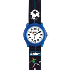 Jungen Armbanduhr Fußball aus Kunststoff, schwarz, blau 280305000