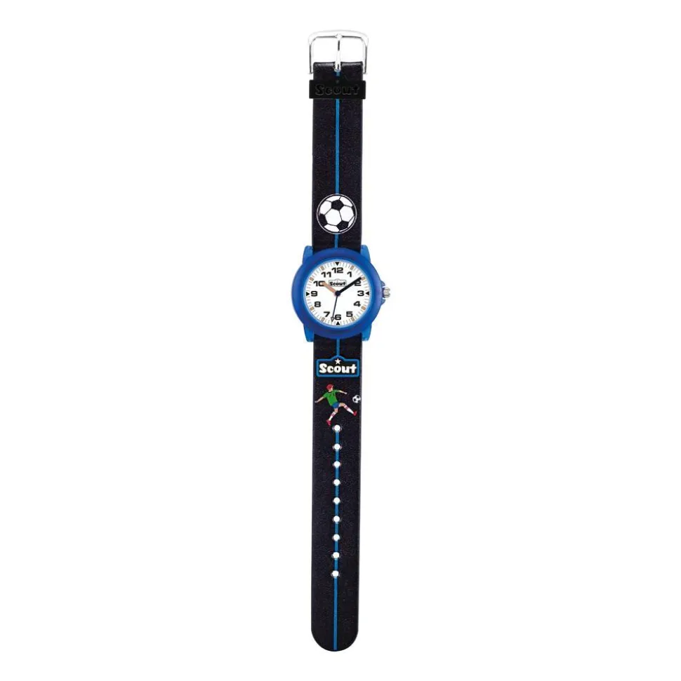 Jungen Armbanduhr Fußball aus Kunststoff, schwarz, blau 280305000