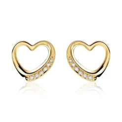 14k Gold Ohrstecker Herzen mit Diamanten BDE0013-14KG
