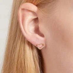 14k Gold Ohrstecker Herzen mit Diamanten BDE0013-14KG