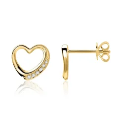 14k Gold Ohrstecker Herzen mit Diamanten BDE0013-14KG
