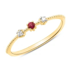 14K Gold Ring mit Diamanten und Rubin DR0498-G