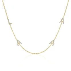 14K Goldkette mit 4 diamantbesetzten Buchstaben NN0063-14KGSL