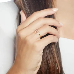 14K Goldring Blüte mit Diamanten DR0477