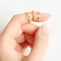 14K Goldring mit Weißtopasen DR0447