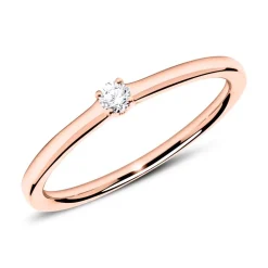 14K Roségold Solitärring mit Diamant 0,05 ct. VR0187SL