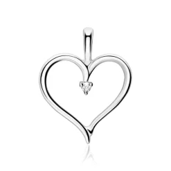 14K Weißgold Herzanhänger mit Diamant BDP0032-14KWSL