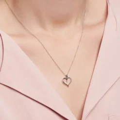 14K Weißgold Herzanhänger mit Diamant BDP0032-14KWSL