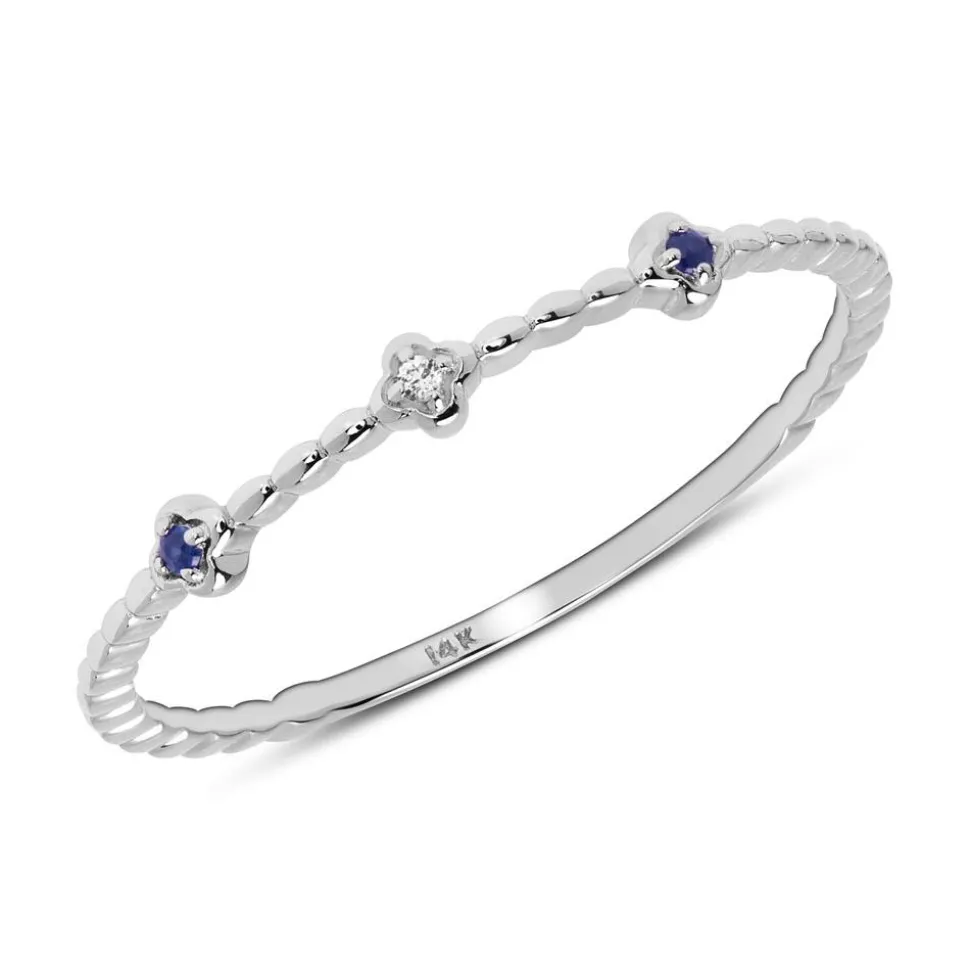 14K Weißgold Ring mit Saphiren und Weißtopas DR0458