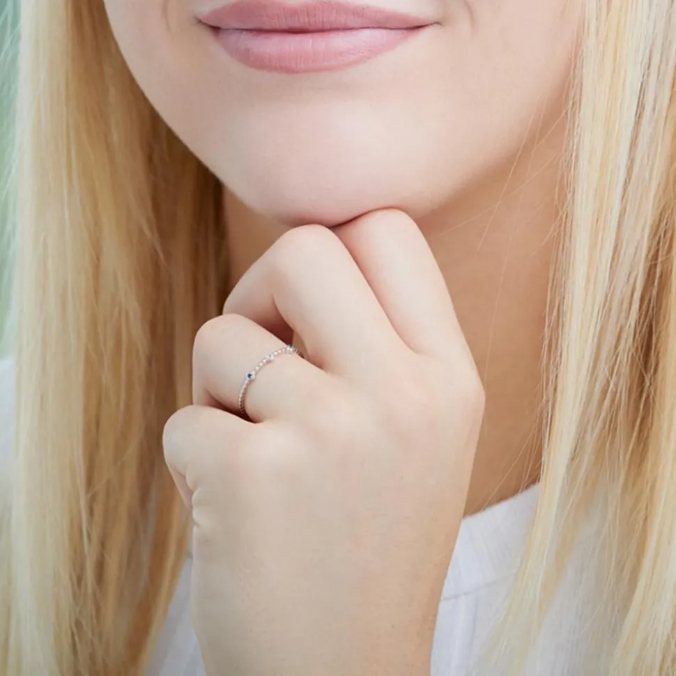 14K Weißgold Ring mit Saphiren und Weißtopas DR0458