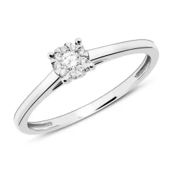 14K Weißgoldring mit Diamanten VR0325