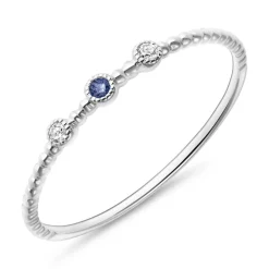 14K Weißgoldring mit Saphiren und Weißtopasen DR0469